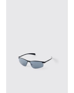 Metal Rim Wrap Around Sunglasses