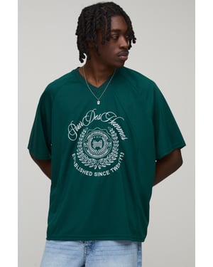 Oversized Mesh Embroidered Panelled Hockey Top