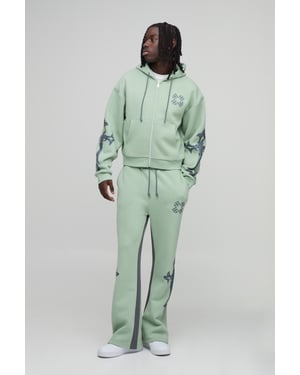 Shrunken Cross Hooded Zip Flare Gusset Tracksuit