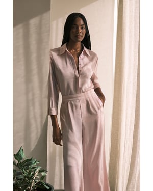 Hammered Satin Wide Leg Woven Trouser