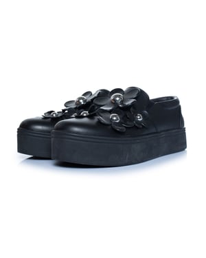 Marc Jacobs – Svarta slip-on sneakers med blommönster