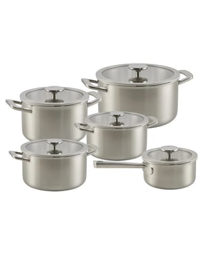 Habonne Allure pannenset downdraft 6 delig 5 ply rvs met glasdeksel