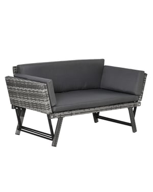 4goodz Polyrattan tuinbank 2-zits met opklapbare armleuningen -