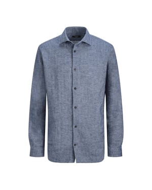 Jack & Jones Jprblaparker linen blend ls shirt blue denim