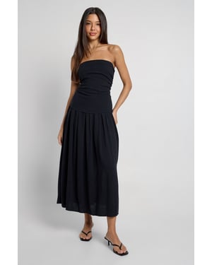 Premium Linen Bandeau Midaxi Dress