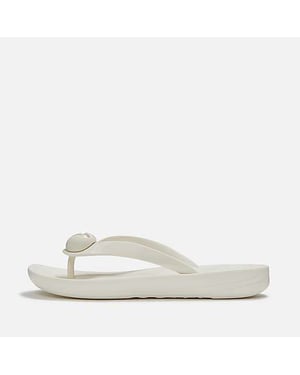 FitFlop Iqushion Glanzende Knop Dames Crème Flip-Flops