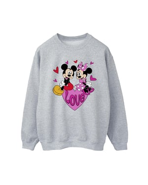 Disney Dames/Dames Love Hearts Mickey & Minnie Mouse Sweatshirt (Sportgrijs)
