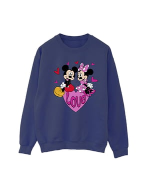 Disney Dames/Dames Love Hearts Mickey & Minnie Mouse Sweatshirt (Marineblauw)