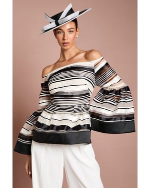 Lisa Tan Striped Organza Statement Blouse