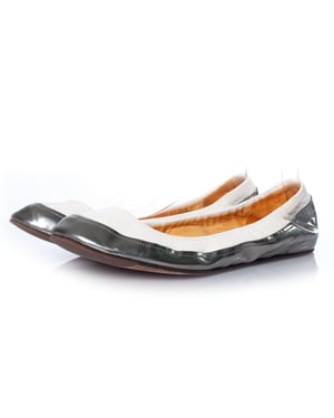Lanvin, stretch ballerina in wit en metallic