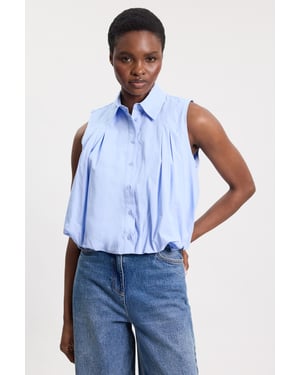 Cotton Sleeveless Puffball Shirt