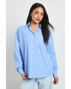 Stripe Poplin Oversized Shirt