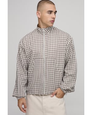 Regular Fit Funnel Neck Check Harrington Overshirt