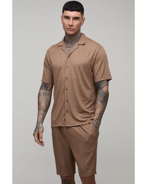Tall Jersey Textured Ribbed Regular Shirt & Relaxed Short Set