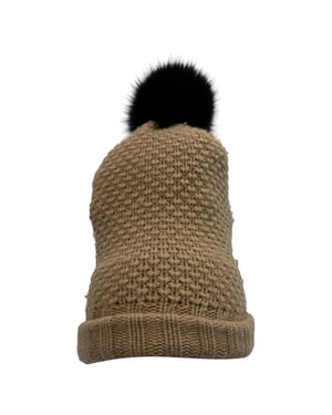 Burberry Stickad Pom-Pom Mössa i Brunt Ull