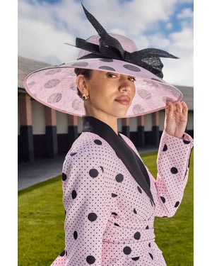 Lisa Tan Bow Wide Brim Hat With Printed Spot