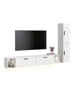 Furnilux Moderne woonwand met verlichting ruime opbergkast in tijdloos 259 cm