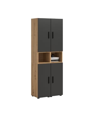 Furnilux Woonkast in artisan eik en basalt moderne woonwand met opbergruimte