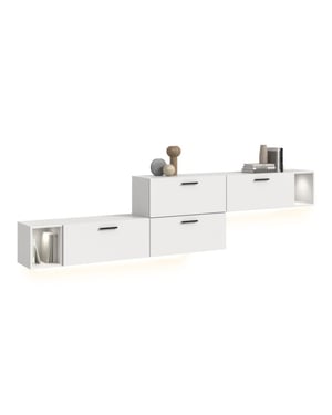 Furnilux Moderne woonkast met verlichting stijlvolle woonwand in 276 cm breed