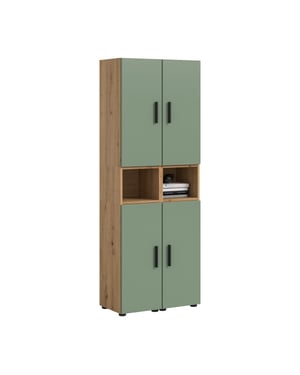 Furnilux Woonkast in artisan eik en rookgroen moderne woonwand met opbergruimte