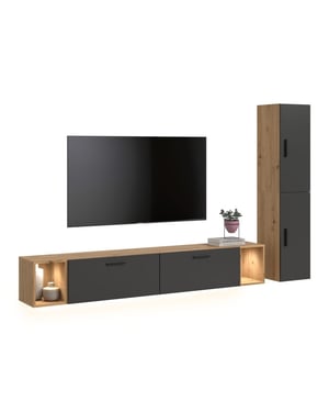 Furnilux Woonwand met verlichting in artisan eik moderne opbergoplossing voor elk
