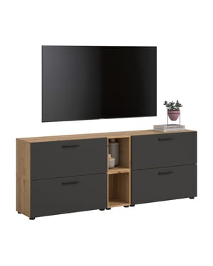 Furnilux Modulaire woonwand in artisan eik ruime opbergcombinatie voor woonkamer