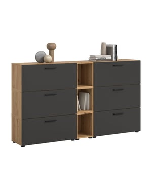 Furnilux Woonkast-combinatie in artisan eik en basalt moderne woonwand voor elk