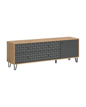 Furnilux Modern lowboard in eikenlook en ruime opbergkast met laden