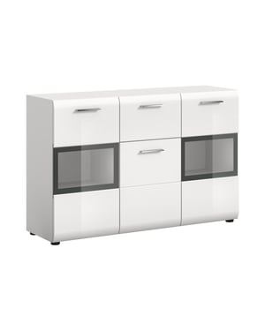 Furnilux Elegant sideboard met glazen deuren en lade moderne opbergkast voor woonkamer