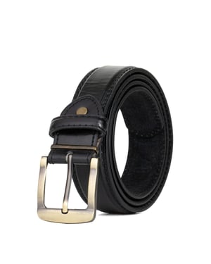 Mens leather belt, Leather Lined 1.25" Black Belt, Antique Brass Buckle