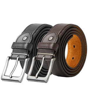 Men’s Belt – Double Stitched 1.25″ Leather Lined Belt in Black & Brown