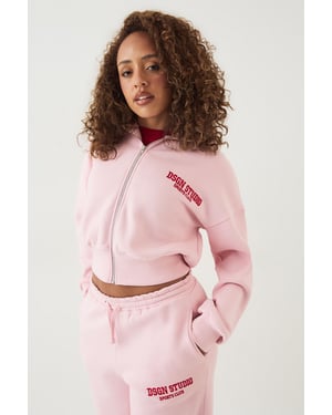 DSGN Studio Applique Boxy Crop Zip Through Hoodie