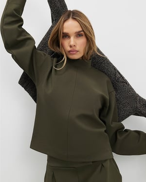 River Island Womens Top Khaki Funnel Neck