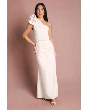 Corsage One Shoulder Jersey Maxi Dress