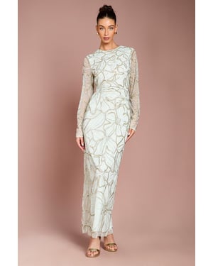 Long Sleeve Floral Embellished Maxi Dress