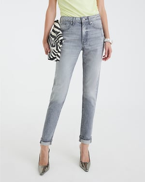 River Island Womens Mom Jeans Grey High Rise Sculpt