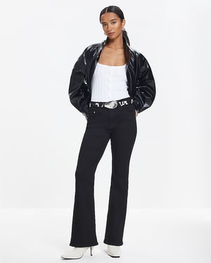 River Island Womens Flared Jeans Petite Black Mid Rise
