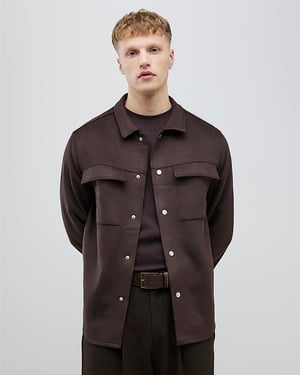 River Island Mens Overshirt Brown Regular Fit Suede