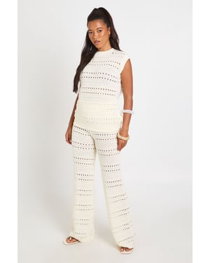 Crochet Knit Longline Top and Trouser Co-Ord