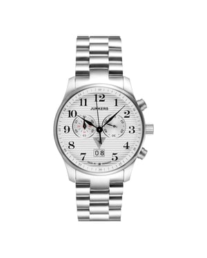 Junkers 6686M-1 Men’s Quartz Watch 42mm White Dial Stainless Steel Bracelet, Date Display, Mineral Glass, 10ATM Water Resistant