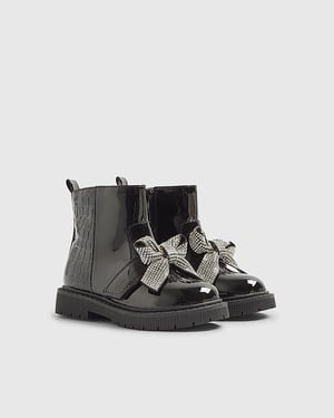 River Island Mini Girls Boots Black Changeable Strap