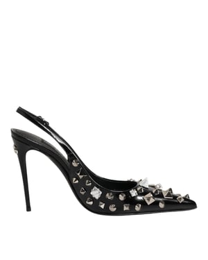 Dolce & Gabbana Zwarte Geknoopte Leren Hakken Slingbacks Schoenen