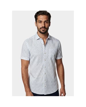 R2 Amsterdam Casual hemd korte mouw blue flamingo seersucker shor 132.wspss.032/014