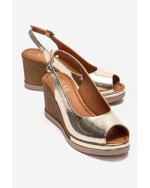 Helina Leren Wedge Sandaal