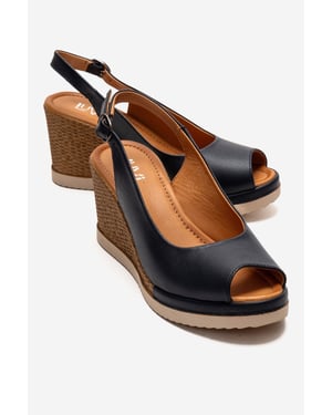 Helina Leren Wedge Sandaal