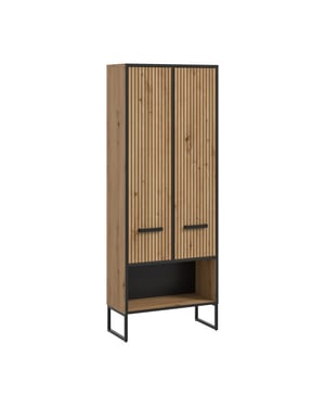 Furnilux Hoge kast breed functionele badkameropbergkast in artisan eik moderne