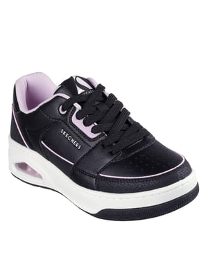 Women's Skechers Uno Court in Blk Lth/Pk Dlth