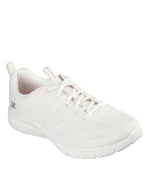 Women's Skechers Mesh Lace Up W Memory F Slip On Trainers Womens in Off White