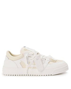 Men's Off White 3.0 Court Low Eye Catching Silhouette Trainers in White/Ivory