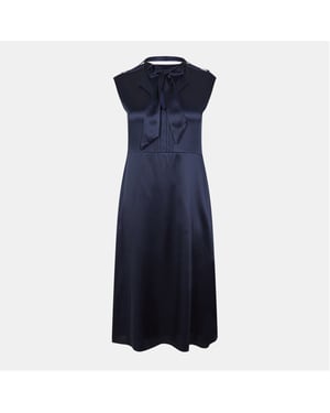 Women's Boss Tie Neck Mini Skater Dress in Dark Blue